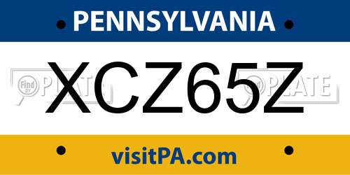 XCZ65Z Pennsylvania License Plate