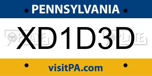 XD1D3D Pennsylvania License Plate