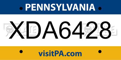 XDA6428 Pennsylvania License Plate