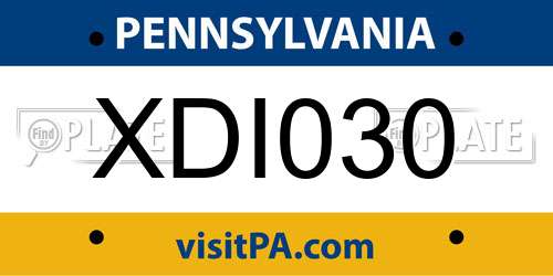 XDI030 Pennsylvania License Plate