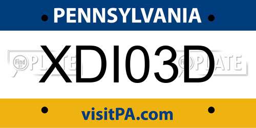 XDI03D Pennsylvania License Plate
