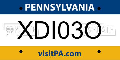 XDI03O Pennsylvania License Plate