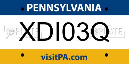 XDI03Q Pennsylvania License Plate