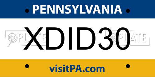 XDID30 Pennsylvania License Plate