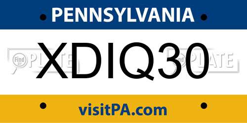 XDIQ30 Pennsylvania License Plate