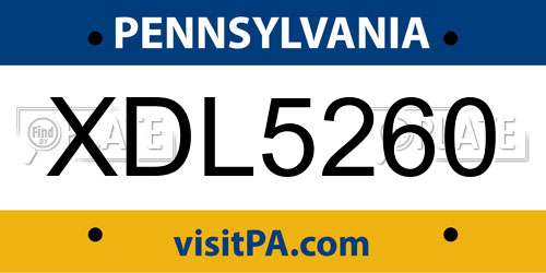 XDL5260 Pennsylvania License Plate