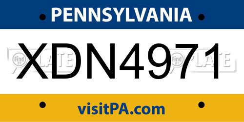 XDN4971 Pennsylvania License Plate