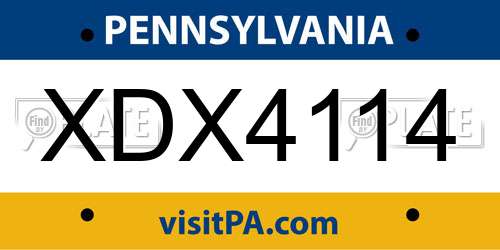 XDX4114 Pennsylvania License Plate