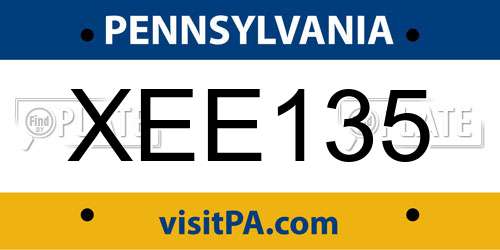XEE135 Pennsylvania License Plate