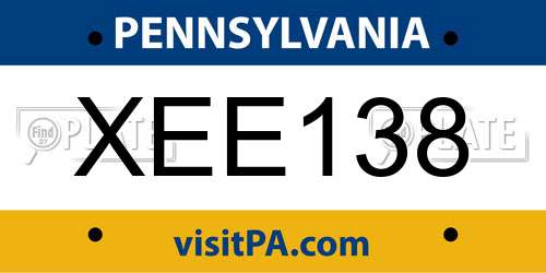 XEE138 Pennsylvania License Plate
