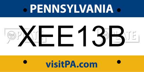 XEE13B Pennsylvania License Plate