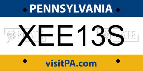 XEE13S Pennsylvania License Plate