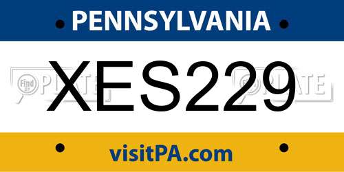 XES229 Pennsylvania License Plate