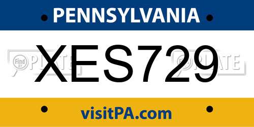XES729 Pennsylvania License Plate