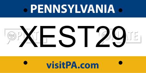 XEST29 Pennsylvania License Plate