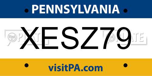 XESZ79 Pennsylvania License Plate