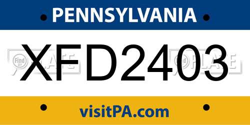 XFD2403 Pennsylvania License Plate