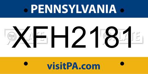 XFH2181 Pennsylvania License Plate