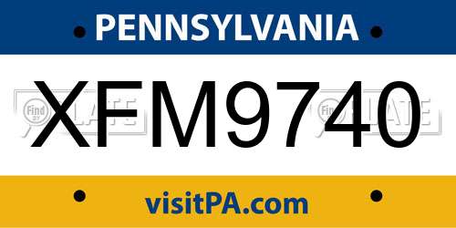 XFM9740 Pennsylvania License Plate