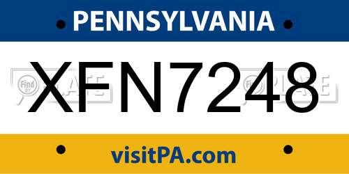 XFN7248 Pennsylvania License Plate