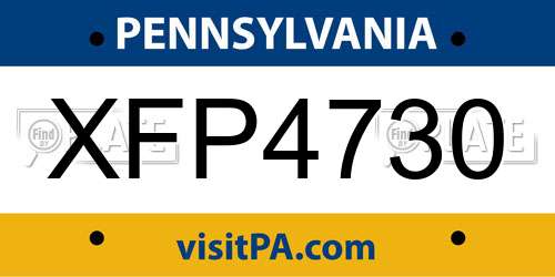 XFP4730 Pennsylvania License Plate