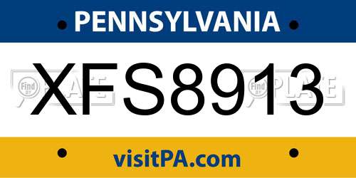 XFS8913 Pennsylvania License Plate