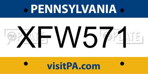 XFW571 Pennsylvania License Plate
