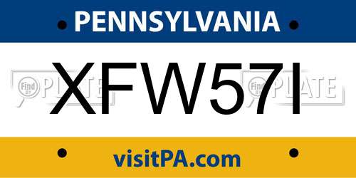XFW57I Pennsylvania License Plate
