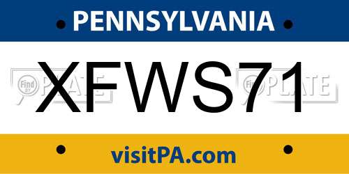 XFWS71 Pennsylvania License Plate