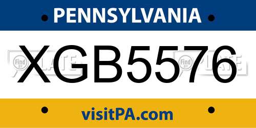 XGB5576 Pennsylvania License Plate
