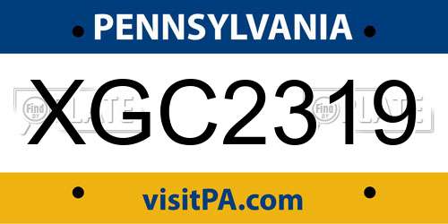 XGC2319 Pennsylvania License Plate