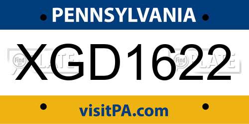 XGD1622 Pennsylvania License Plate