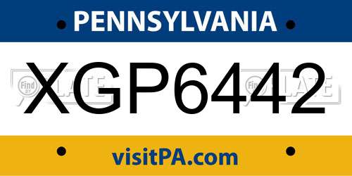 XGP6442 Pennsylvania License Plate