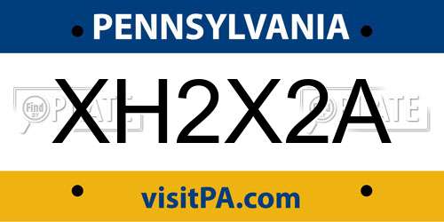 XH2X2A Pennsylvania License Plate
