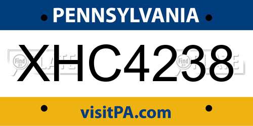 XHC4238 Pennsylvania License Plate