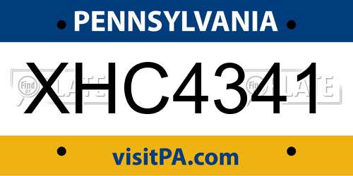 XHC4341 Pennsylvania License Plate