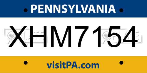 XHM7154 Pennsylvania License Plate