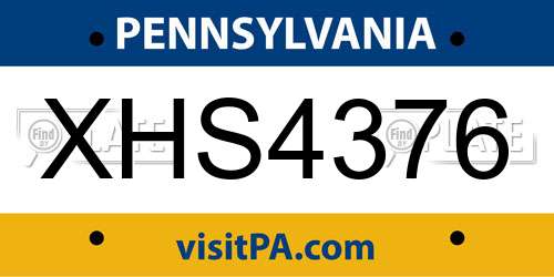 XHS4376 Pennsylvania License Plate