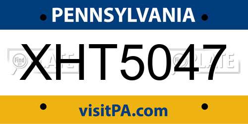 XHT5047 Pennsylvania License Plate