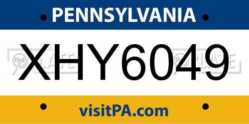 XHY6049 Pennsylvania License Plate