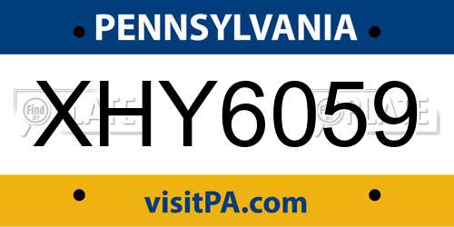 XHY6059 Pennsylvania License Plate