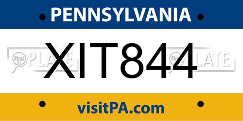 XIT844 Pennsylvania License Plate