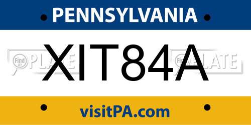 XIT84A Pennsylvania License Plate