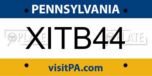 XITB44 Pennsylvania License Plate