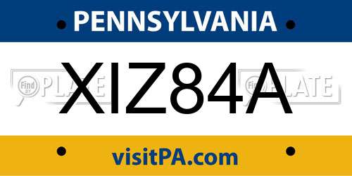 XIZ84A Pennsylvania License Plate