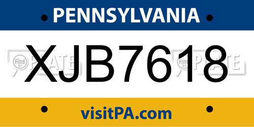 XJB7618 Pennsylvania License Plate