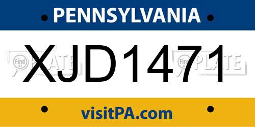 XJD1471 Pennsylvania License Plate