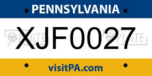 XJF0027 Pennsylvania License Plate