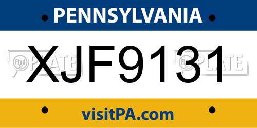 XJF9131 Pennsylvania License Plate