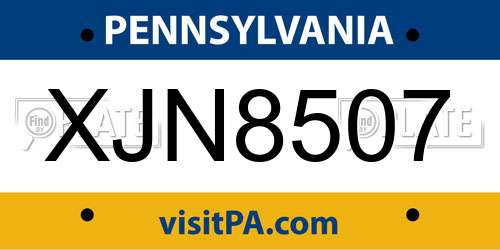XJN8507 Pennsylvania License Plate